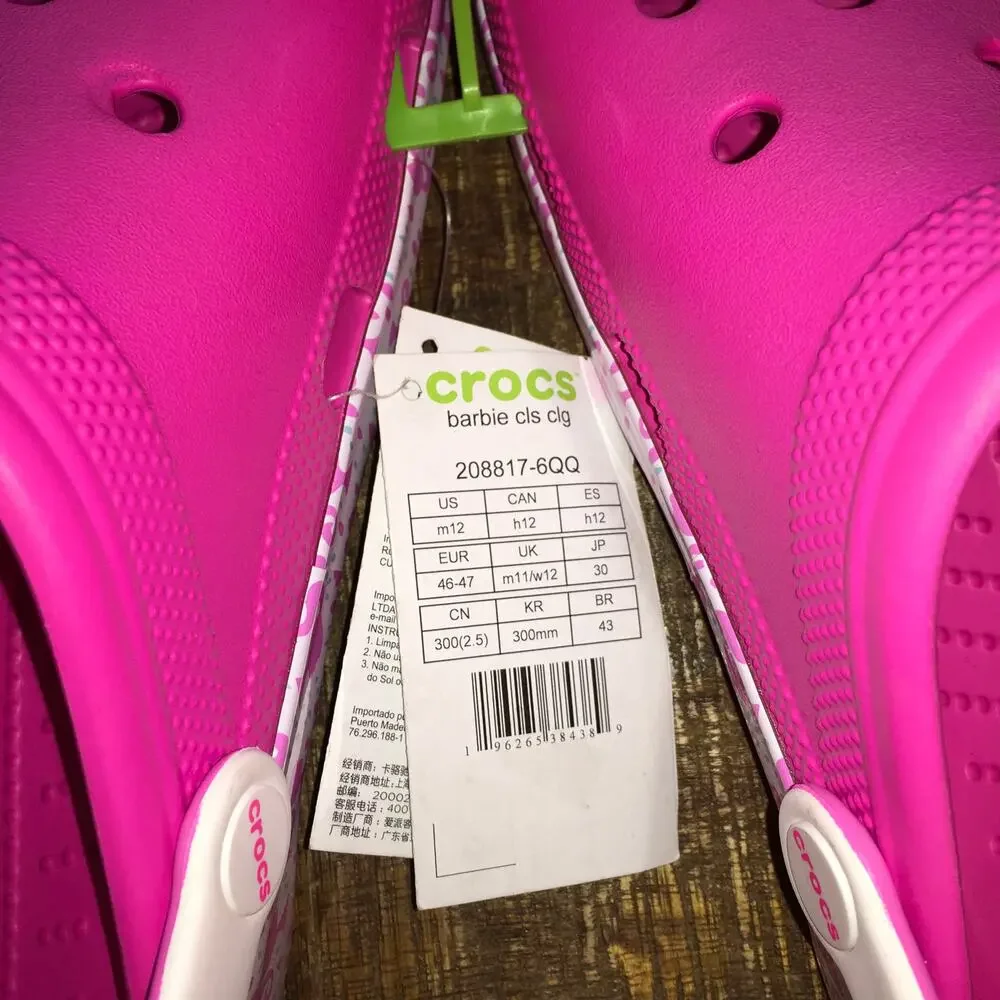 NEW Crocs x Barbie Classic Clog Mens 12 Electric Hot Pink Barbiecore Comfort NWT